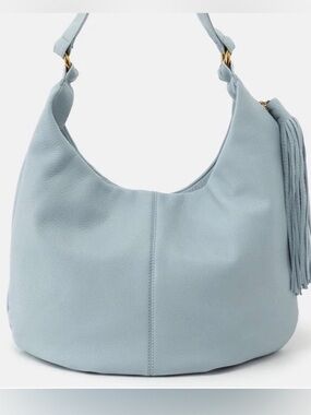 HOBO Gardner Pale Blue Leather Shoulder Bag with Tassel and Dust Bag